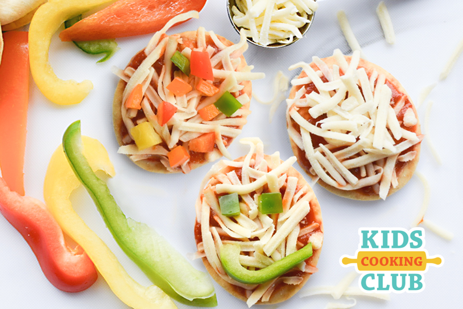 No-bake mini pizzas made from 4 mini naan with cheese and toppings