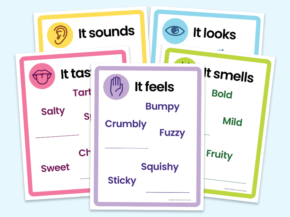 Activity sheets for sensory food activities