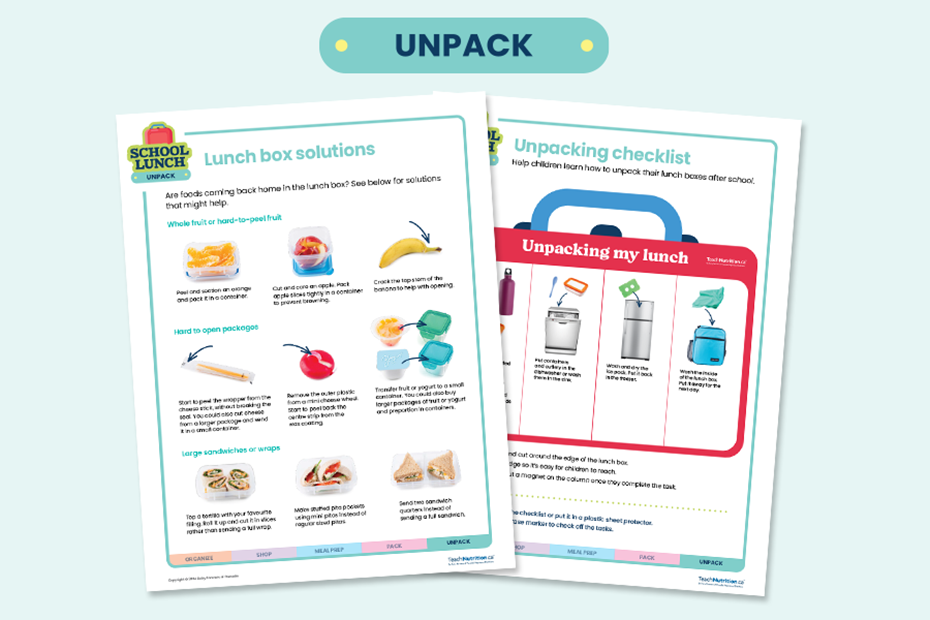  School lunch Lunch box solution and Unpacking checklist