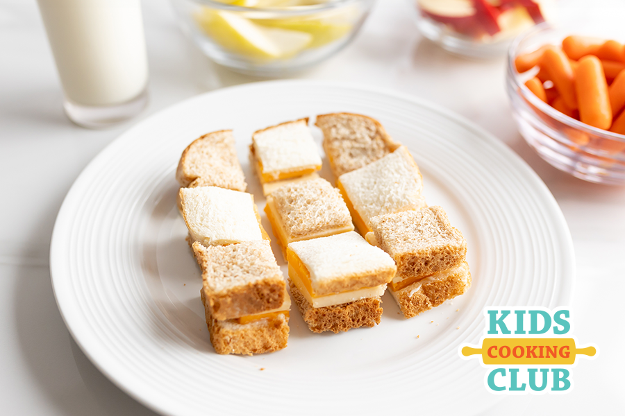 Checkerboard sandwich made with whole wheat and white bread