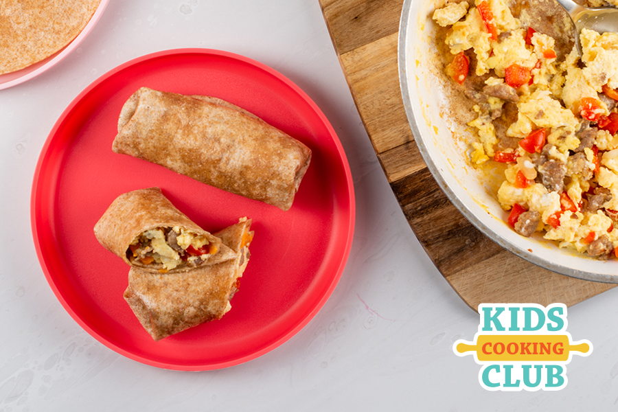 egg and cheese wrap served on a plate