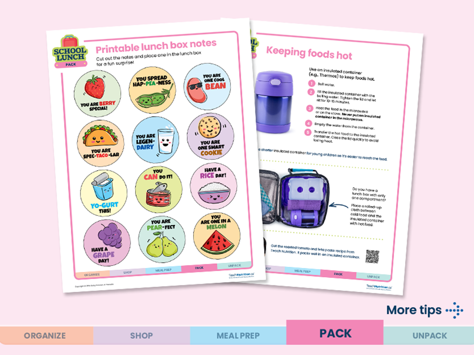  School lunch Printable lunch box notes and How to keep foods hot with an insulated container 