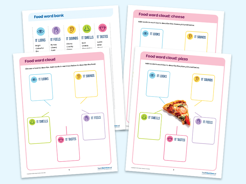 Food word games activity sheets