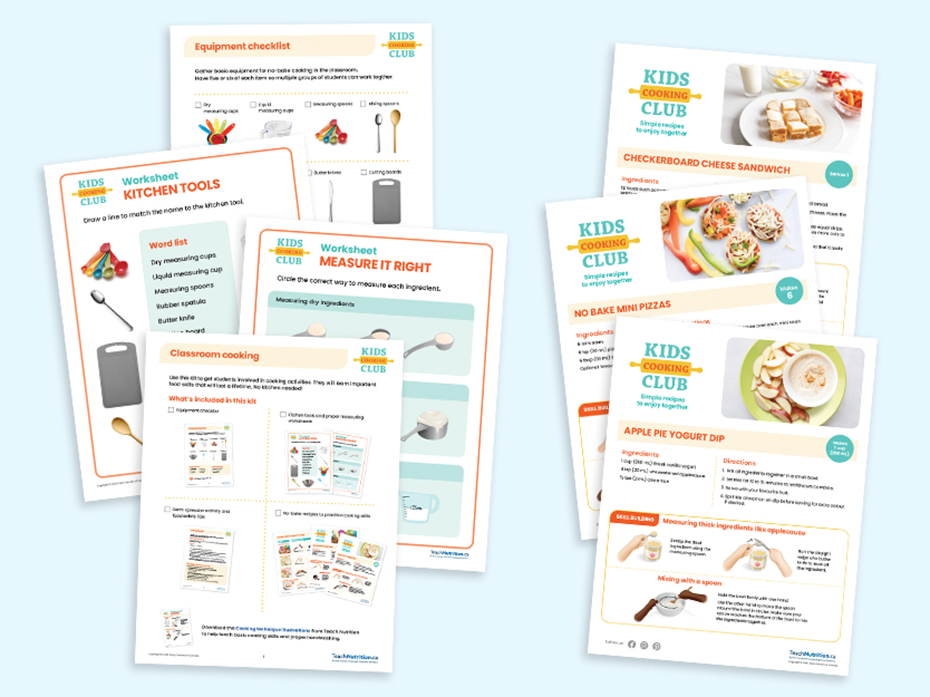 Activity sheets with instructions and recipes