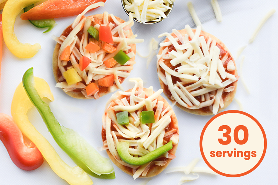 No bake mini pizzas  made with 4 mini naan with cheese and toppings